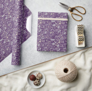 Modern Elegant Dark Purple Terrazzo Effect Tile Wrapping Paper