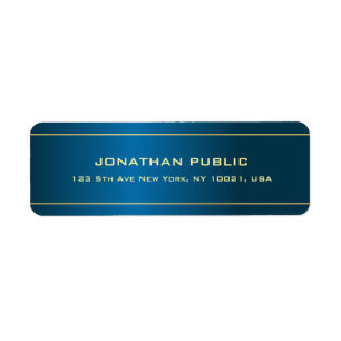 Modern Elegant Deep Blue Gold Text Name Template