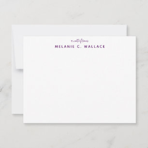Modern Elegant Deep Purple Personalized Stationery Card