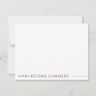 Modern Elegant Deep Purple Personalized Stationery Card