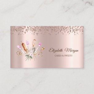 Modern Elegant  Diamonds,Floral Bakery Tools Business Card