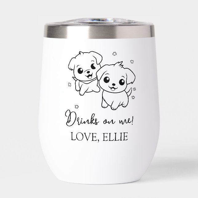 Modern Elegant Drinks On Me Photo Pet  (Front)