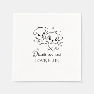 Modern Elegant Drinks On Me Photo Pet Wedding Napkin