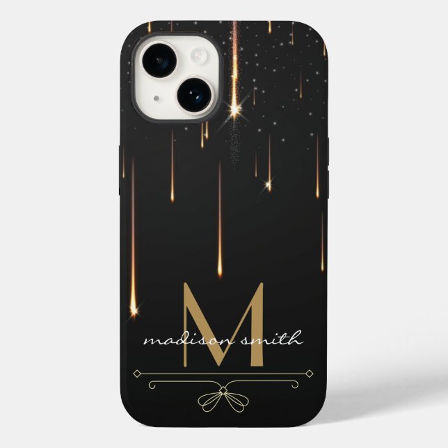 Modern Elegant Dripping Gold with Monogram Case-Mate iPhone Case (Back)