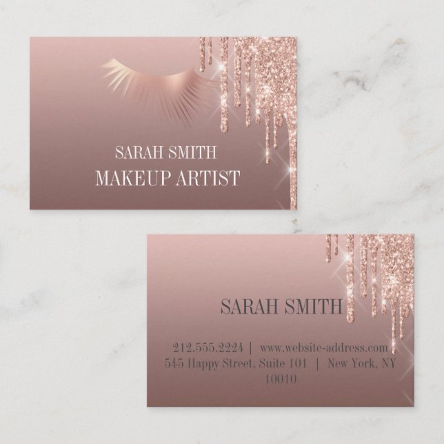 Modern Elegant drips golden rose Business Card (Front/Back)