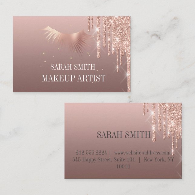 Modern Elegant drops golden rose Business Card (Front/Back)