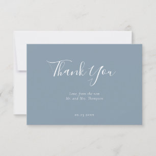 Modern Elegant Dusty Blue Photo Thank you  Card
