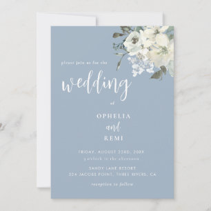 Modern Elegant Dusty Blue Simple Wedding   Invitation