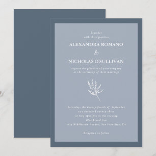 Modern Elegant Dusty Blue Trendy Wedding Invitation