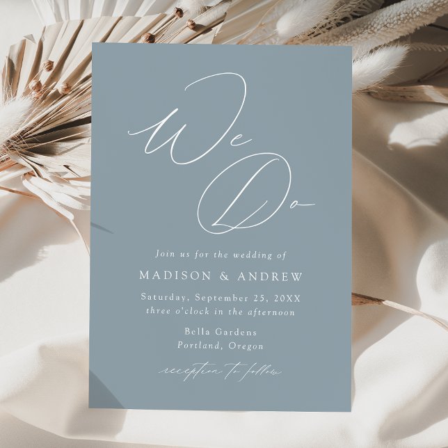 Modern Elegant Dusty Blue We Do Wedding Invitation (Creator Uploaded)