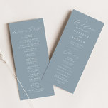 Modern Elegant Dusty Blue Wedding Program<br><div class="desc">Elegant wedding program featuring a modern white calligraphy script with a dusty blue background to create a design that is perfect for weddings of all styles and seasons. Personalize the front of the modern wedding program with your names, wedding date and location, and order of the ceremony. The simple dusty...</div>