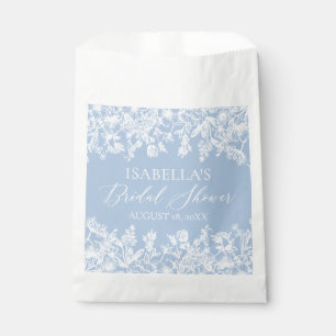 Modern Elegant Dusty Blue Wildflower Bridal Shower Favour Bag