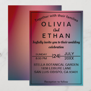 Modern elegant dusty neon Wedding Invitation