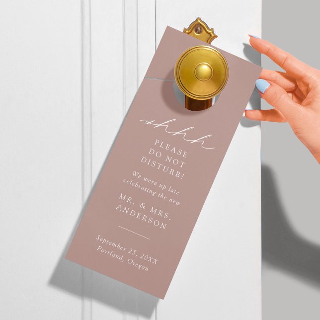 Modern Elegant Dusty Rose Do Not Disturb Wedding Door Hanger (Creator Uploaded)