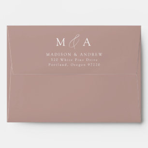 Modern Elegant Dusty Rose Monogram Wedding Envelope