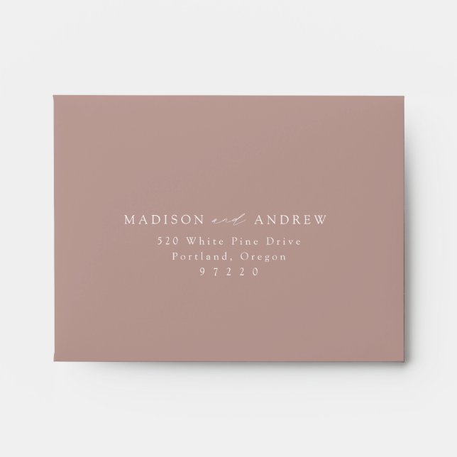 Modern Elegant Dusty Rose Wedding RSVP Envelope (Front)