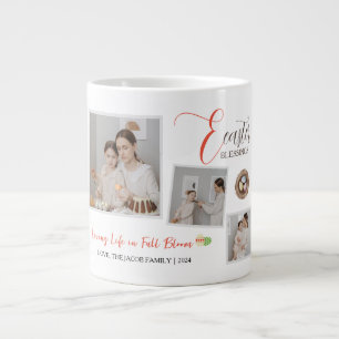 Modern Elegant Easter Blessings Script 3 Photo Large Coffee Mug