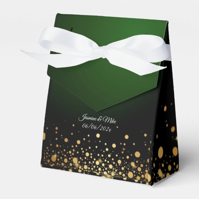 Modern Elegant Emerald Green elegant favour boxes (Front Side)
