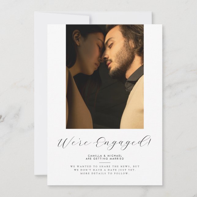 Modern Elegant Engagement Announcement Card (Front)