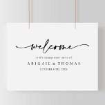 Modern Elegant Engagement Party Welcome Poster<br><div class="desc">This modern elegant engagement party welcome poster is perfect for a simple engagement celebration. The design features classic and fancy script typography in black and white.
Make this poster your own by adding the name of the bride and groom, and the date of the engagement.</div>