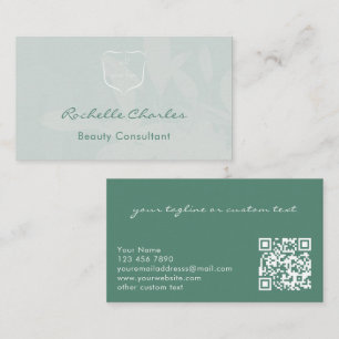 Modern Elegant Eucalyptus Add Logo QR Code Beauty Business Card