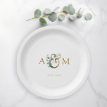 Modern, elegant eucalyptus ampersand wedding  paper plate<br><div class="desc">Modern,  elegant eucalyptus ampersand wedding design.
Just edit your product in a few minutes. You can change the font/size/colour and position using "further personalize".</div>