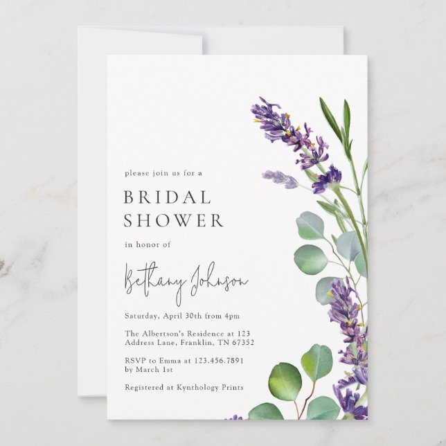 Modern Elegant Eucalyptus Bridal Shower Invitation (Front)