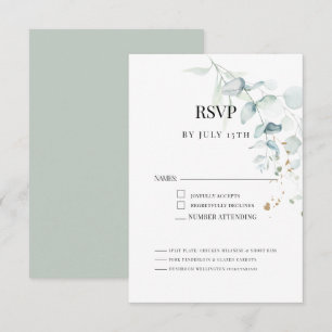 Modern Elegant Eucalyptus Greenery Meal Choice RSVP Card