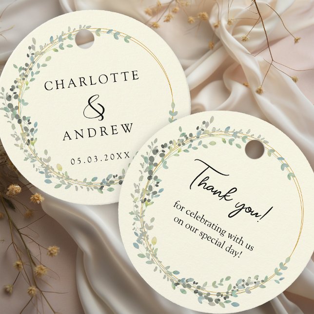 Modern Elegant Eucalyptus Wedding  Favour Tags (Creator Uploaded)