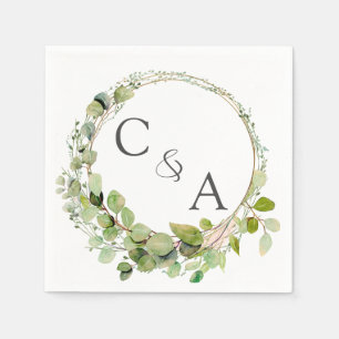 Modern, elegant eucalyptus wedding   napkin