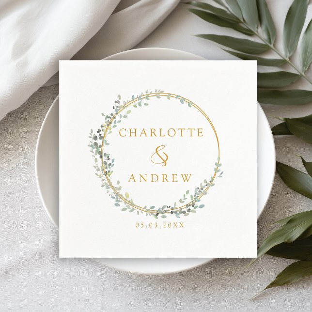 Modern, elegant eucalyptus wedding  napkin (Creator Uploaded)