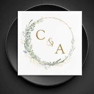 Modern, elegant eucalyptus wedding  napkins