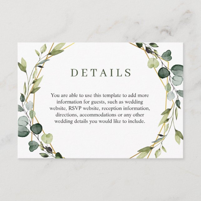 Modern Elegant Eucalyptus Wreath Frame Foliage Enclosure Card (Front)