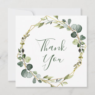 Modern Elegant Eucalyptus Wreath Stylish Frame Thank You Card