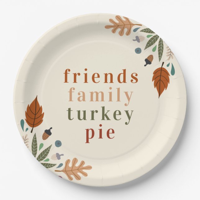 Modern Elegant Fall Autumn Thanksgiving Dinner Paper Plate (Front)