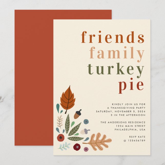 Modern Elegant Fall Autumn Thanksgiving Party Invitation (Front/Back)