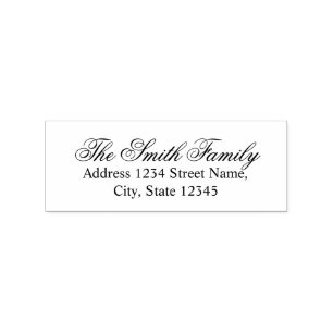 Modern Elegant Family Name Return Address Rubber Stamp