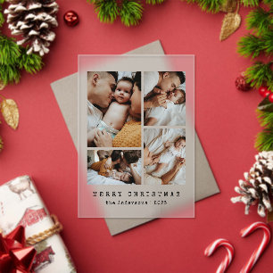 Modern Elegant Family Photo Collage Christmas Card Acrylic Invitations