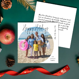 Modern Elegant Family Photo Happy Holidays 2024 Holiday Card