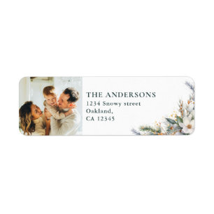 Modern Elegant Family Photo & Pine Tree Christmas