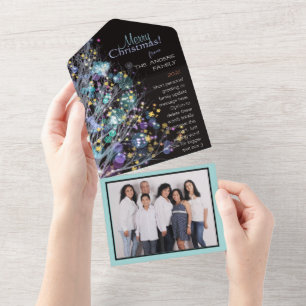 Modern elegant family portrait holiday all in one invitation