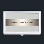 Modern Elegant Faux Copper Stripe Grey Consultant Business Card Holder<br><div class="desc">Modern customizable business card holder with faux copper stripe and light grey background. Elegant design,  perfect for consultant,  architecture or construction related professionals.</div>