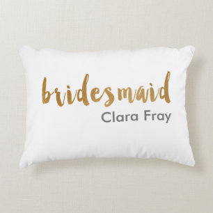 modern elegant faux gold bridesmaid text accent pillow
