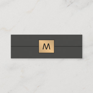 Modern Elegant Faux Gold Dark Monogram Mini Business Card