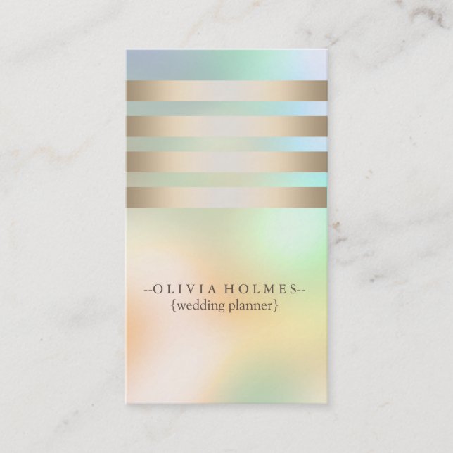 Modern Elegant Faux Gold Foil Striped Business Card (Front)