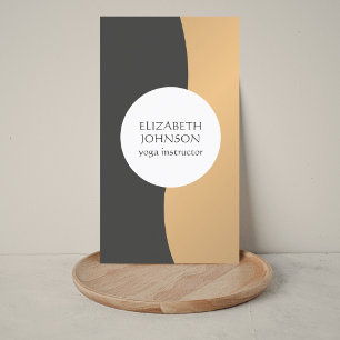 Modern Elegant Faux Gold Grey Yoga Instructor Business Card