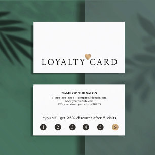 Modern Elegant Faux Gold Heart Beauty Loyalty Card