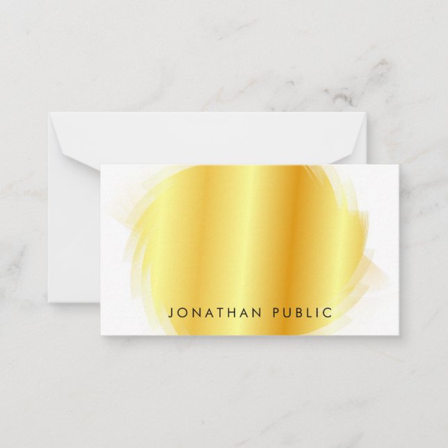 Modern Elegant Faux Gold Typography Monogram Card (Front)