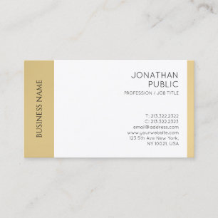 Modern Elegant Faux Gold White Professional Business Card