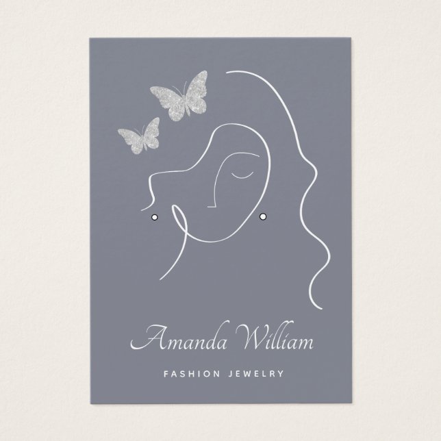 Modern Elegant Feminine black earring display card (Front)